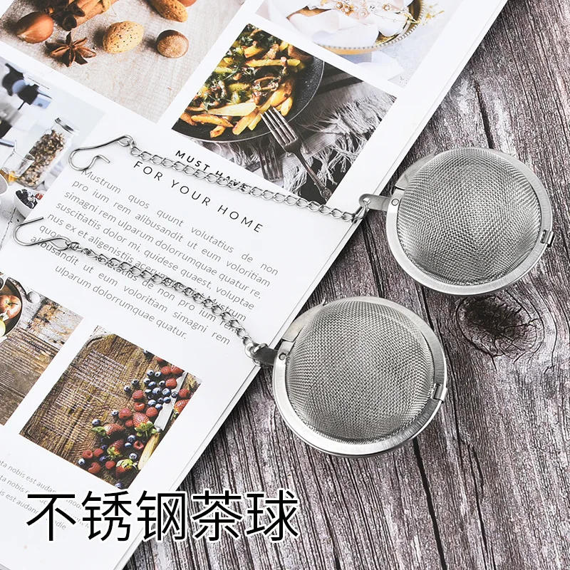 Description Picture 3 of item4 Sizes Durable Silver Reusable Stainless Mesh Herbal Ball Tea Spice Strainer Teakettle Locking Filter Infuser Tool