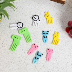 Kids cartoon fruit fork set portable cute plastic fork animal fruit skewer bento decorative skewer bento box accessories