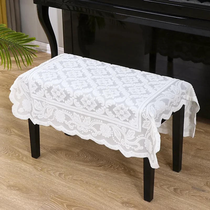 Description Picture 6 of itemWhite Fabric Lace Piano Cover Modern Minimalist and Fresh Dust Cover American Home Aesthetic Electronic Piano Cover Cloth