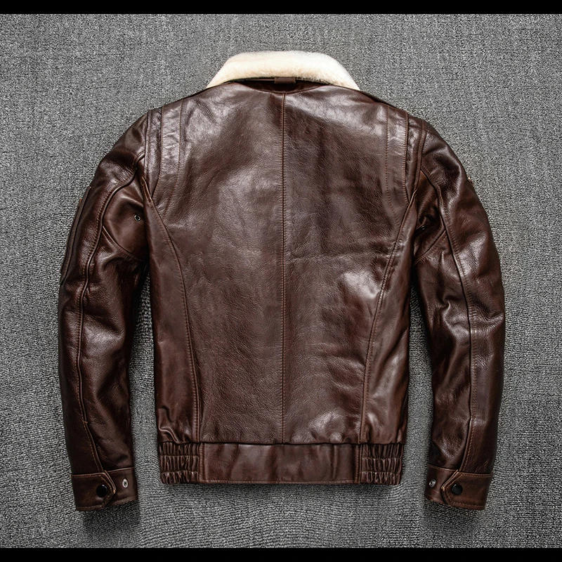 Description Picture 5 of itemTcyeek Men's Genuine Leather Jackets Short Slim Cow Leather Coat Male Clothing Autumn Winter Cotton Coats Chaquetas Hombre LM573