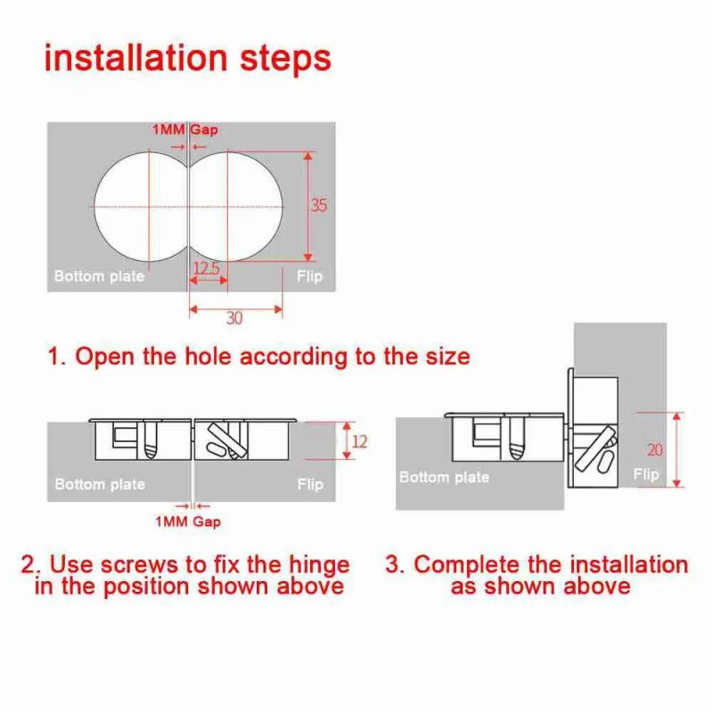 Description Picture 3 of item2Pcs Folding  Hinges 90 Degrees Self-Supporting Oval Cabinet Door Flap Hinge Zinc Alloy Adjustable Furniture Hardware
