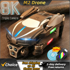 M2 Drone 8K Professional Triple Camera 4K ESC WIFI FPV Obstacle Avoidance Four Axis Folding RC Aerial Photography Toy Sell Apron