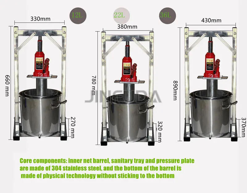 Description Picture 6 of item36L Factory Direct Sale Cheap Small Home Use Grape Press Wine Juice Machine/manual Hydraulic Jack Honey Press