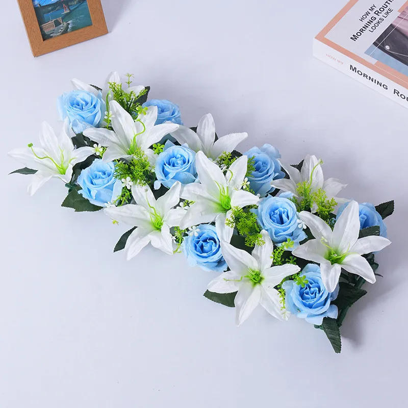 Description Picture 3 of itemNew Artificial Flowers DIY Artificial Rose Flower Row Wedding Table Centerpiece Flowers Backdrop Wall Arches Decor Party Stage