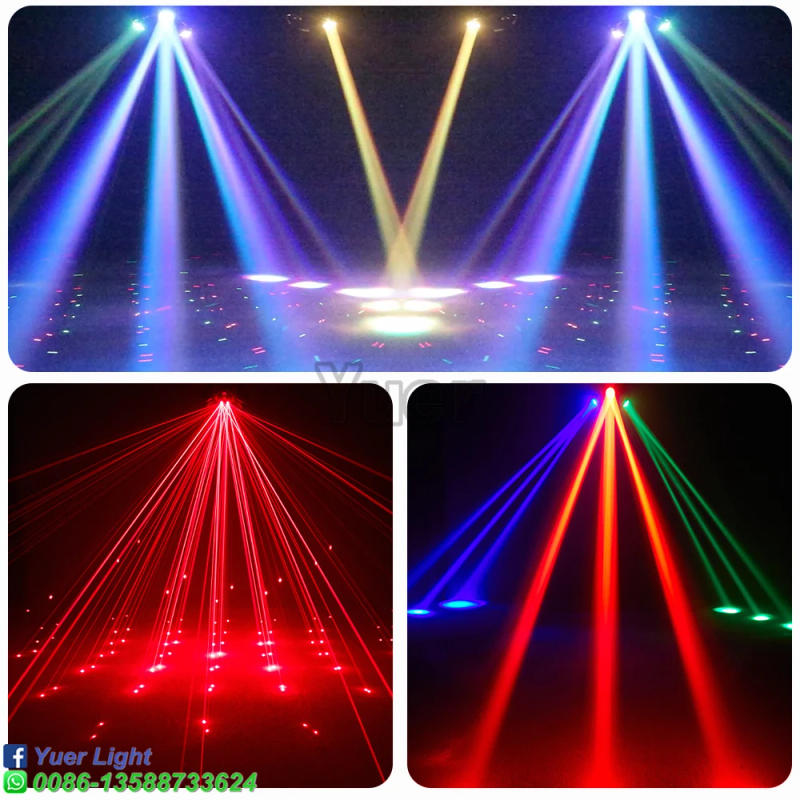 Description Picture 3 of itemLED 3 Head Smart 6 Beam Moving RGB DMX Stage Lights DJ With RG Laser Gold Strobe Effect Lighting Music Party Disco Bar Indoor