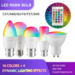 2pcs Smart Lighting Bulbs RGBW Infrared Remote Control LED 6W 10W AC100-240V Color Light Dimming Suitable Family Holiday Parties