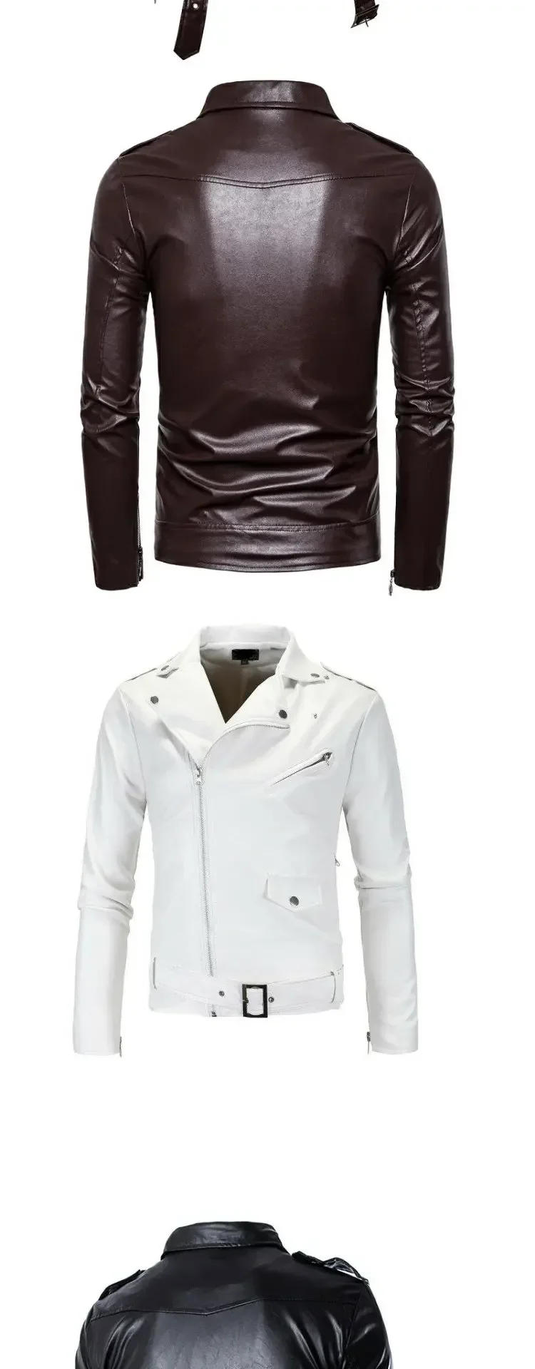 Description Picture 3 of item2023 New Motorcycle Slim Fit Leather Coat Men's Leather Jacket Coat British Fashion Men's PU Leather Coat