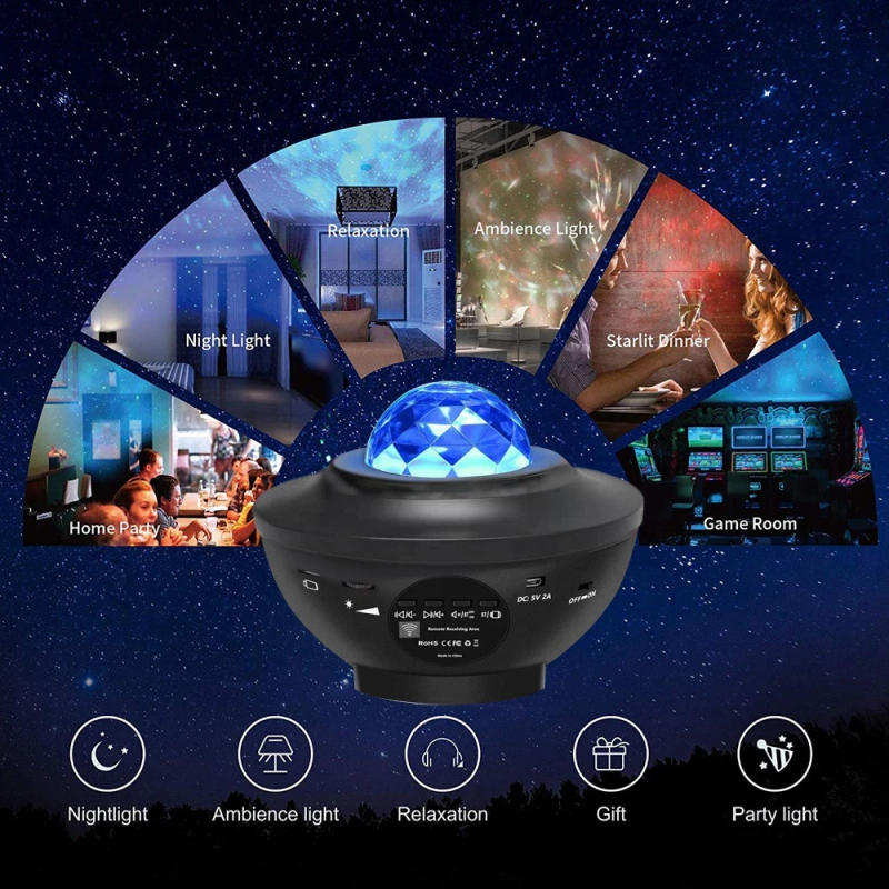 Description Picture 6 of itemUsb Projector Galaxy Night Light with Ocean Wave Music Speaker Sky Room Decoration Light Projector for Bedroom Decoration Lamps