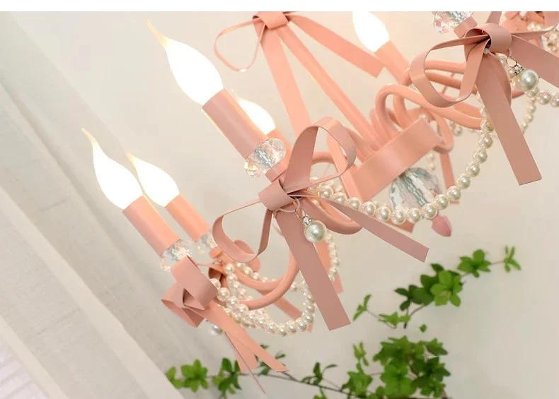Description Picture 3 of itemPink Lovely Children's Room Chandeliers Crystal Cute Kid's Bedroom Pendant Lights Living Room Bedroom Hanging Lamps