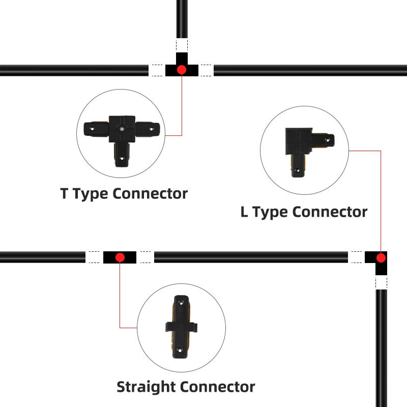 Description Picture 4 of itemTrack Light Rail Set 2 Wire Lighting Fixture 0.5M 1M Spot Led Track Lamp for Living Room Straight/L Shape Connectors Ceiling Box
