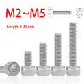 10/20/30pcs M2 M2.5 M3 M4 M5 304 Stainless Steel A2-70 Fine Thread Pitch Hexgonal Hex Socket Round Cap Head Screw Allen Bolt