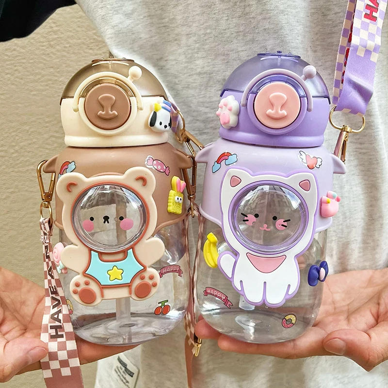 Description Picture 3 of item700ml Kids Water Bottle With Straw for School Cute Cartoon Leak Proof Mug Portable Cup Outdoor Travel Drinking Tumbler