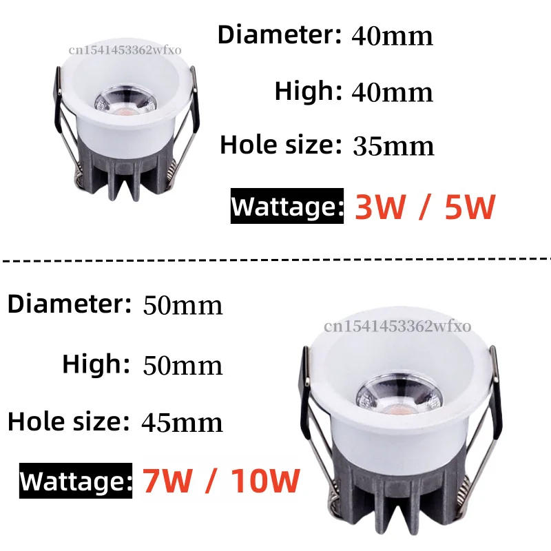 Description Picture 4 of itemDimmable mini LED downlight 3W5W7W10W anti-glare ceiling light Spot light COB recessed bulb in bedroom kitchen wine cabinet