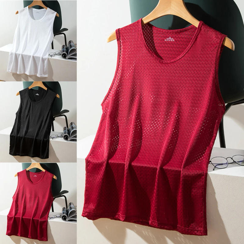 Description Picture 3 of itemUnderwear Vest Ice Silk Tank Tops Spandex Transparent Undershirt Underwear Wrestling 95%Polyester+5% Brand New