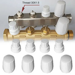 4Pcs M30x1.5 Radiator Valve Cap Replacement Floor Heating Manifold Hand Wheel Switch Accessories White Plastic Radiator Cap