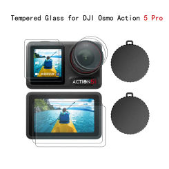 9H Tempered Glass Film for DJI Osmo Action 5 Pro Camera Lens Dust Cover+Portable Storage Bag+Magnetic Quick Release Adapter