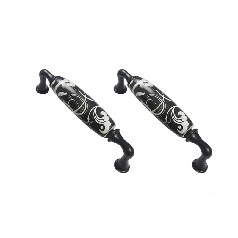Description Picture 2 of item2PCS Vintage Handle Zinc Alloy Door Handles Cupboard Drawer Cabinet Handle Pull Black Knobs For Home Bedroom Kitchen