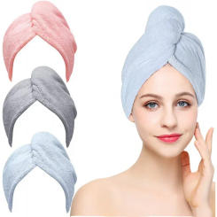 Microfiber Hair Towel,Wrapped Bath Cap Premium Anti Frizz Hair Drying Wrap for Women & Men Dry Hair Hat,Super AbsorbentWrapped