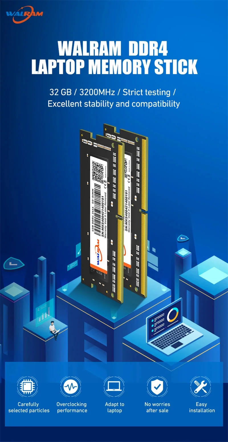 Description Picture 2 of itemWALRAM DDR4 Memoria Ram 8GB 4GB 2666MHz 3200MHz Sodimm Laptop DDR 4 PC4-21333S 1.2V 260Pin High Performance Notebook Memory Rams