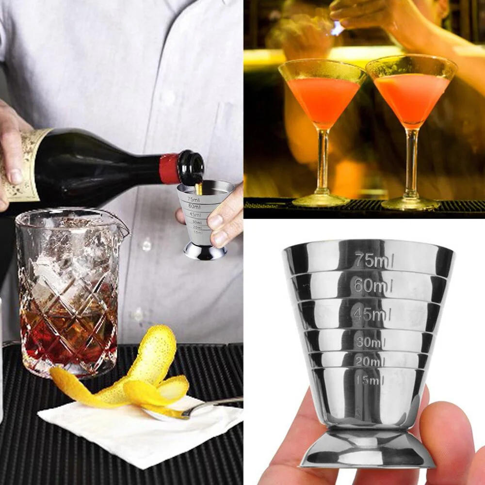 Description Picture 4 of item75ml Stainless Steel Measuring Cups Cocktail Tools Drink Mixer Accessories Alcohol Measuring Cups Wine Bar Utensils