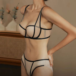 Sexy French Women's underwear Set Push-up Bra And Panty Sets Comfort Brassiere Adjustable Straps Gathered Lingerie Set