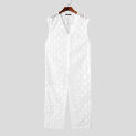 Handsome Well Fitting Men's Jumpsuits INCERUN Lace Tracery V-neck Sleeveless Bodysuits Casual Slightly Transparent Rompers S-5XL