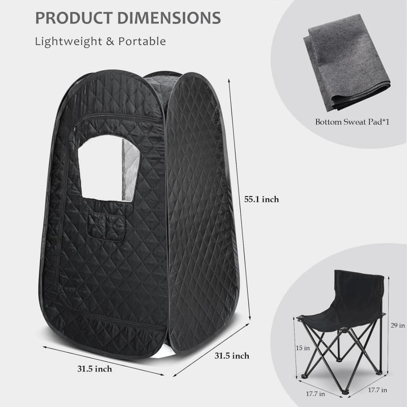Description Picture 4 of itemPortable Steam Sauna Tent with 4L 1500W Steamer, Foldable Chair Home Sauna Spa Tent for Detox Relaxation One Person Sauna Box