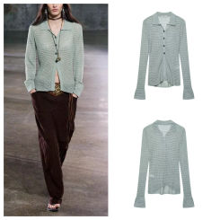 European and American style 2025 new fashion versatile hollow long-sleeved knitted sweater