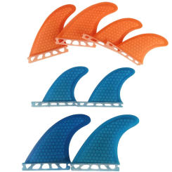 S+GL/M+GL Surfboard Fins For UPSURF FUTURE Fin Plugs Quad Quilhas Honeycomb Blue/Orange Short Board Fins Fibreglass Surfing Fins