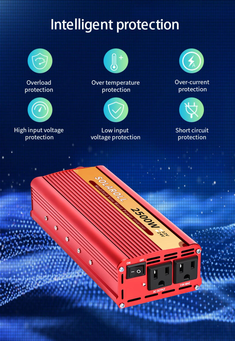 Description Picture 5 of item1600W Power Inverter DC 12V/24V to 110V AC Car Inverter With Dual USB Car Adapter