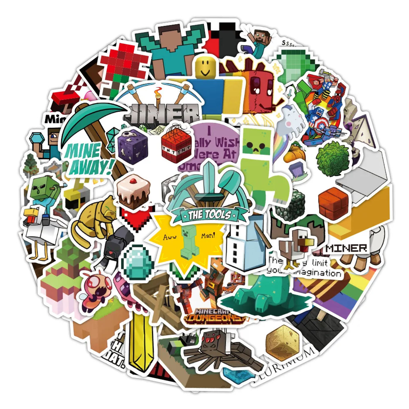 Description Picture 3 of item50pcs Minecraft Game Cartoon Stickers Mobile Phone Case Luggage Skateboard DIY Decorative Waterproof Stickers For Kids Toy