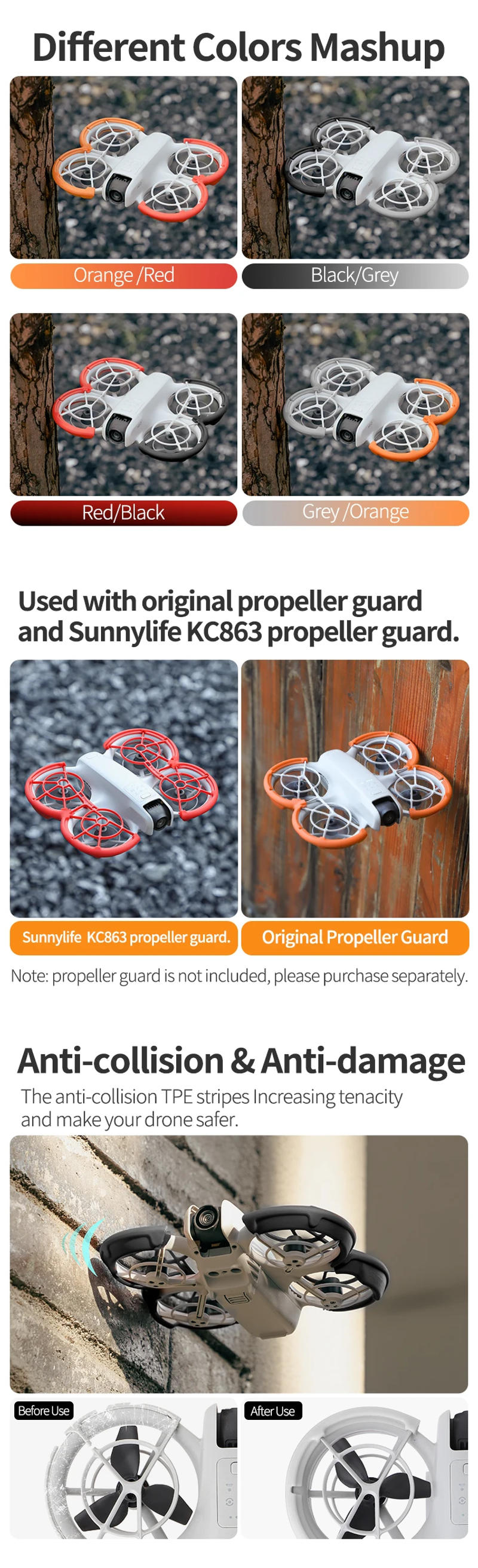 Description Picture 3 of itemSunnylife Colorful Propeller Guard Protector Prop Bumper Ring Anti-Collision Protective Cover Accessories for DJI NEO