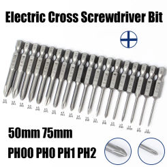 1PCS 50mm 75mm Electric Cross Screwdriver Bit PH00-PH2 Impact Screw Driver Bit Hex Shank Phillips Magnetic Batch Head Drill Bit