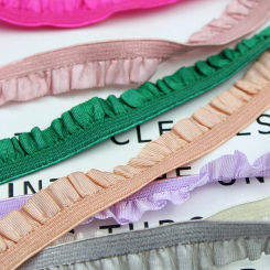 5 Yard 1cm Pleated Stretch Lace Trim Ribbon Ruffled Elastic Band DIY Headband Dress Underwear Decorative Tapes Sewing Accessory