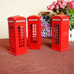 Piggy Bank Red Vintage London Telephone-Booth Money Saving Box Personalized Stylish Lightweight Desktop Change Box For Desktop