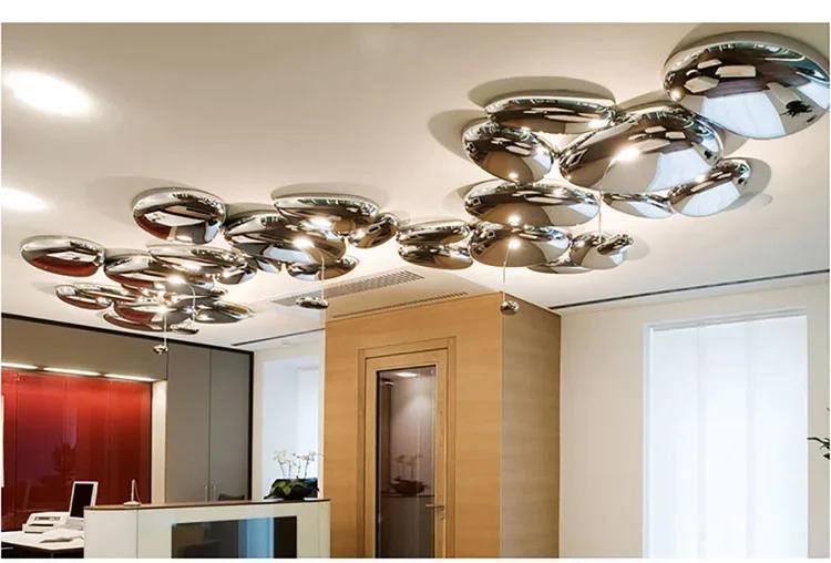 Description Picture 5 of itemSKYDRO ELECTRIFIED CEILING LIGHT silver lamp LED glass ceiling lights Luxury Metal Mercury Ceiling Lamp Foyer art deco lamp