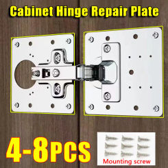 Cabinet Hinge Repair Plate Kit Kitchen Cupboard Door Hinge Mounting Plate With Holes Flat Fixing Brace Brackets Household Tools