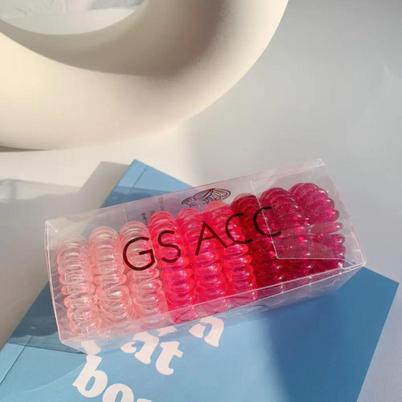 Description Picture 5 of itemBoxed Phone Cords Hair Bands Gradient Transparent Spiral Hair Bands Non-crease Ponytail Hair Bands Hair Styling Tools