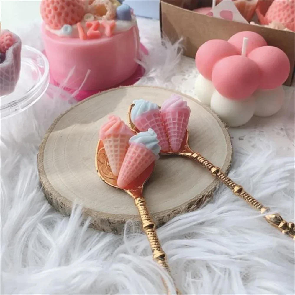 Description Picture 6 of item1 Set Mini Cone Cream Silicone Mold Cake Decor DIY Chocolate Cupcake Candy Desserts Fondant Mold Baking Scented Candles Decor