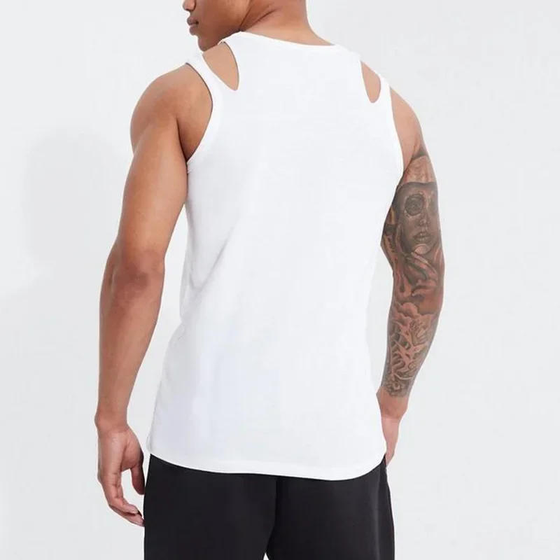 Description Picture 5 of itemWhite Loose Casual Mens Vest New Summer Street Sleeveless I-shaped Vest Suspender Tank Top for Men