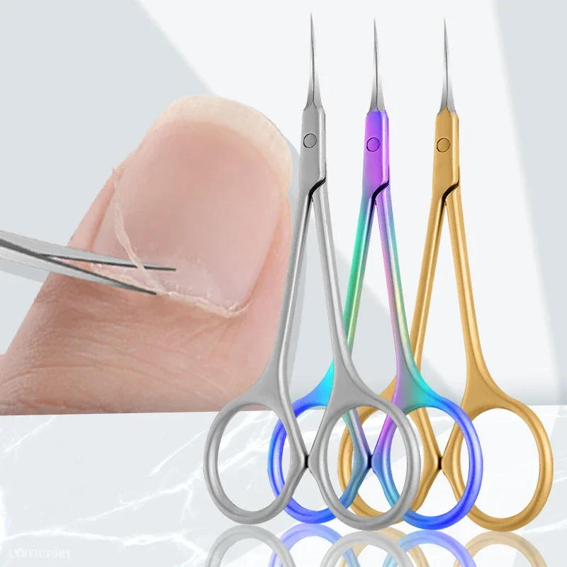 Description Picture 2 of itemStainless Steel Cuticle Scissors Dead Skin Remover For Nails Art Clippers Russian Nail Scissors Manicure Curved Tip Scissor