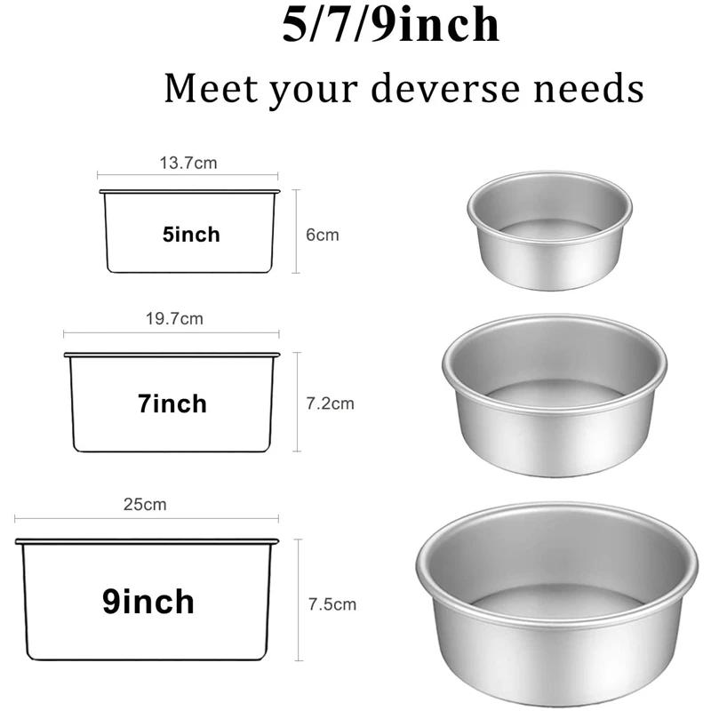 Description Picture 6 of itemCake Pan Set, Round Cake Mold Aluminium 3 Pcs Bakeware with Removable Base for Cake Baking Party Birthday Christmas