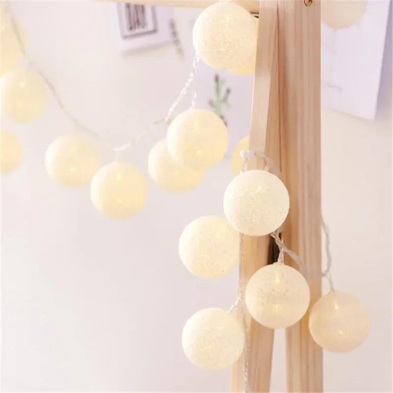 Description Picture 2 of item6CM Cotton Balls Garland LED String Lights Outdoor Christmas Tree Night Lamp Patio Home Party Holiday Bedroom Wedding Decoration