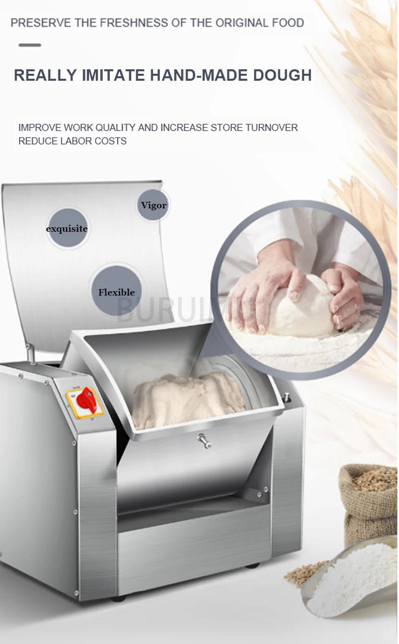 Description Picture 2 of itemCommercial Electric Dough Mixer Machine 5/7/10 KG Kneading Capacity Food Processor Cooking Appliances Pizza Noodles