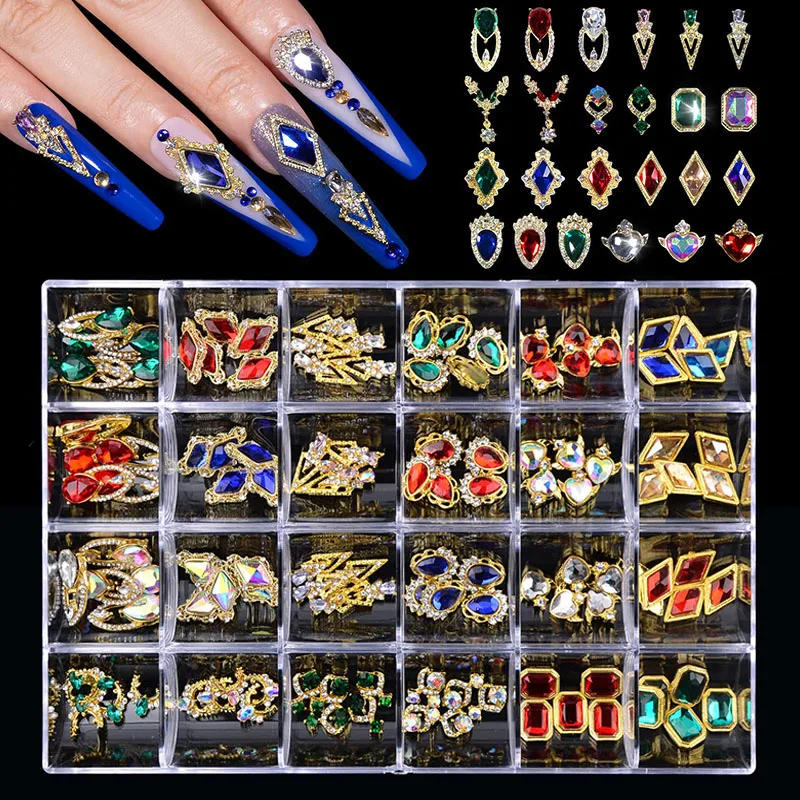 Description Picture 2 of item2800pcs Nail Art Rhinestones Kit Boxed 21 Grids Mixed Size Set 1pc Pick Up Pen Glass Crystal Decorations 3D AB Flat Gemstones