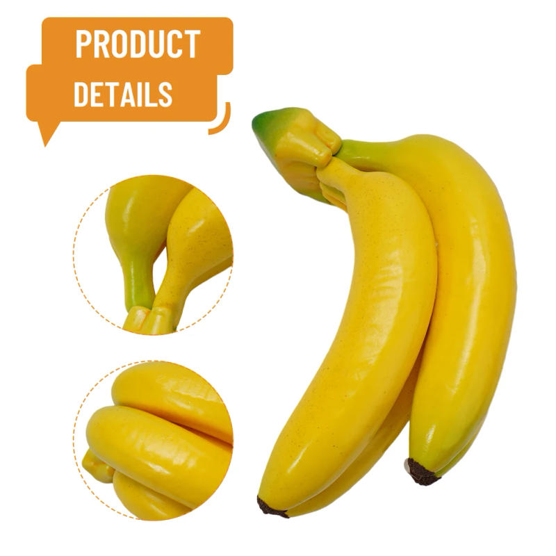 Description Picture 3 of itemArtificial Banana Simulation Fruit Model Photo Prop Fake Banana Plastic Banana Funny Toys Fruit Shop Display Ornament Home Decor
