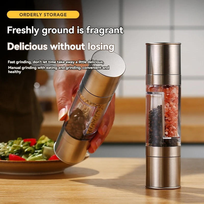 Description Picture 6 of itemSalt and Pepper Grinder 2 in 1 Manual Stainless Steel Salt Pepper Mills with Adjustable Ceramic Grinding Spice Mill Kitchen Tool