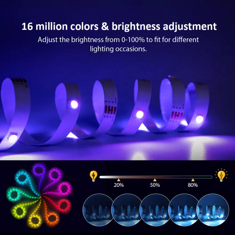 Description Picture 3 of itemLED Strip Light RGB WiFi Smart LED Lights DC 12V 5050 Ribbon Work with Alexa Voice Control Room Decoration 30m Flexible Light