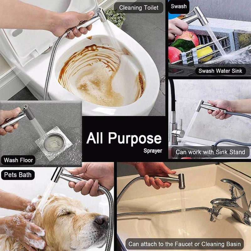 Description Picture 6 of item1pcs Bidet Sprayer Toilet Handheld Stainless Steel Bathroom Hand Bidet Faucet 11.5x5.3cm For Easy Cleaning Bathroom Parts
