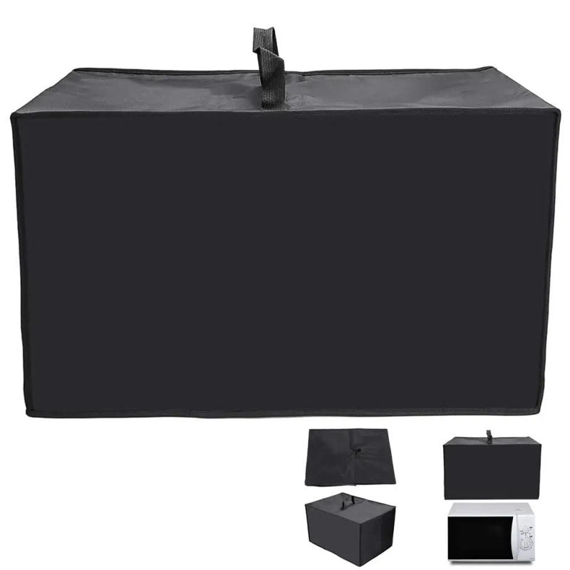 Description Picture 3 of itemMicrowave Cover Cloth Black Polyester Oven Waterproof Dust Cover with Handle Grease Proofing Kitchen Gadgets Protector